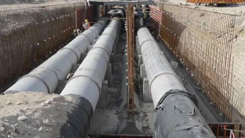 Kuwait Infrastructure. View of the construction of water in the desert. Stock-Footage 145516168