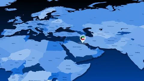 Kuwait location tracking earth map Stock Illustration