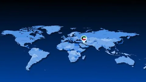 Kuwait location tracking on earth map Stock Illustration