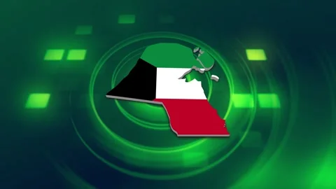 Kuwait Map and Flag Background Stock Footage 344028636