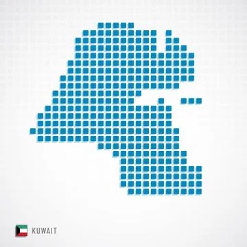 Kuwait map and flag icon Illustrazione stock