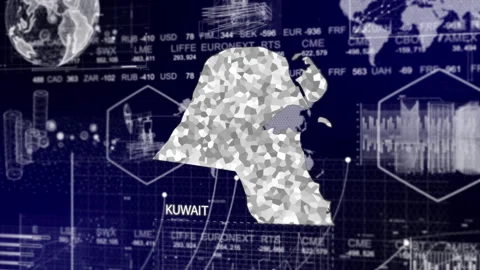 Kuwait Map Animation Loop | Growth, GDP, Oil Economy &amp; Development Insights Stock Footage 331572620