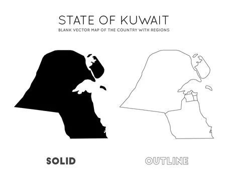 Kuwait map. Blank vector map of the Country with regions. Borders of Kuwait.. Illustrazione stock