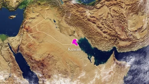KUWAIT Map With Borders Stock Footage 318675982