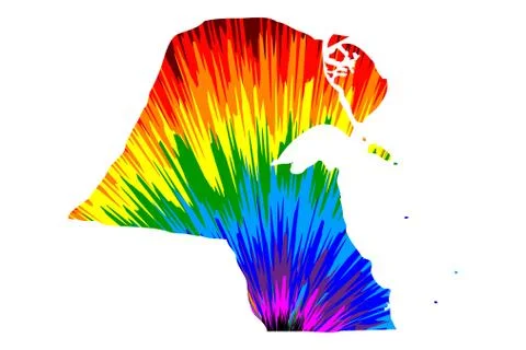 Kuwait - map is designed rainbow abstract colorful pattern, State of Kuwait m イラスト素材