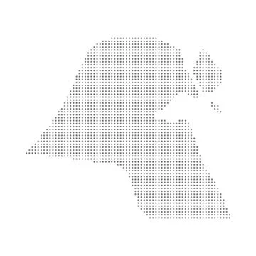 Kuwait map dotted, grey point on white background Stock Illustration