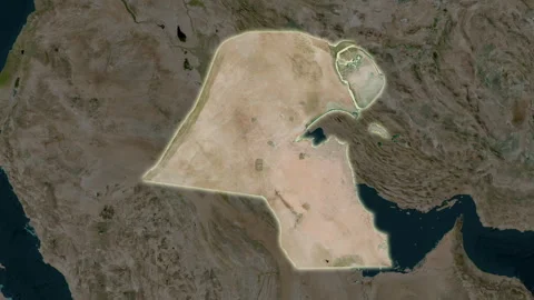 Kuwait map - extract. Glow. Satellite. Video stock 241735765