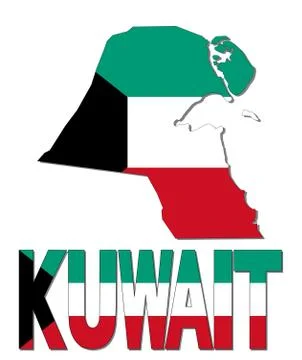 Kuwait map flag and text illustration Stock Illustration