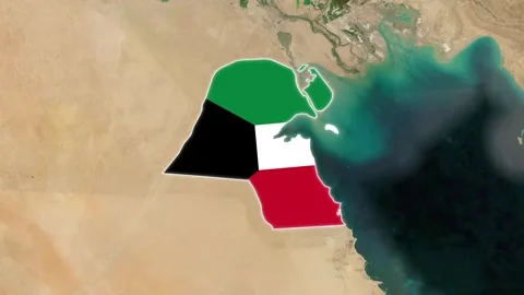 Kuwait Map with flag animation, Map kuwait Stock Footage 309363138