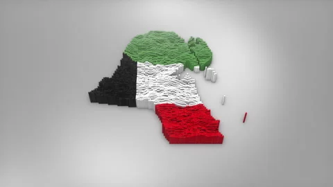 Kuwait Map with Flag Intro Background Stock Footage 315163318