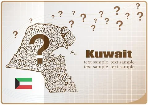 Kuwait map flag made from question mark. Illustrazione stock
