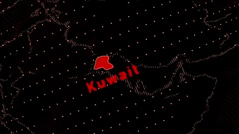 Kuwait Map Highlight on Rotating Digital Globe Stock Footage 331714766