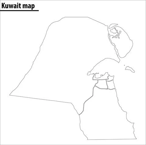 Kuwait map illustration vector detailed kuwait map with states Stock Illustration