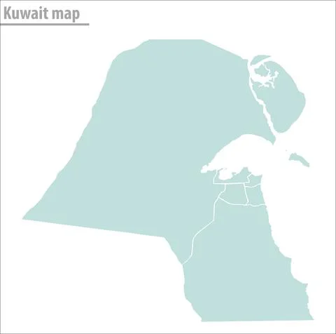 Kuwait map illustration vector detailed kuwait map with states Stock Illustration