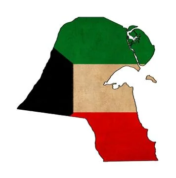 Kuwait map on kuwait  flag drawing ,grunge and retro flag series Stock Illustration