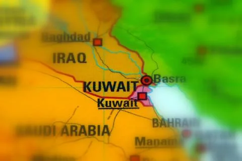 Kuwait on a map Stock Photos