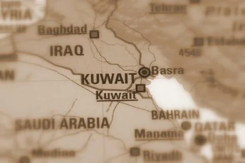 Kuwait on a map Stock Photos