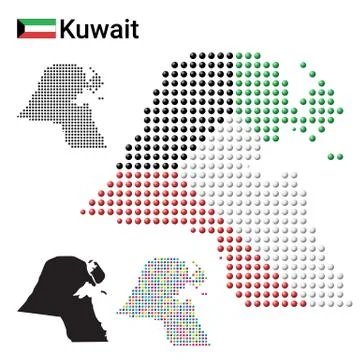 Kuwait Map vector color dotted design Stock Illustration