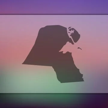 Kuwait map. Vector silhouette of Kuwait. Blurred background Stock Illustration