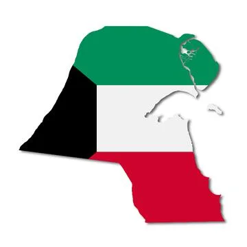 Kuwait map on white background with clipping path 3d illustration Stock Illustration