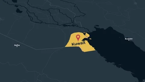 Kuwait Middle East Map Locator Animation Dark Theme 4K Stock Footage 343976778