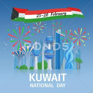 Kuwait National Day Poster Stock Illustration