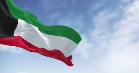 Kuwait national flag waving in the wind Video stock 331074244