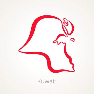 Kuwait - Outline Map Stock Illustration
