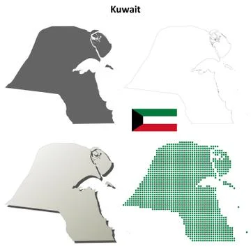 Kuwait outline map set Stock Illustration