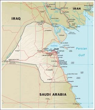 Kuwait physiography map Stock Illustration