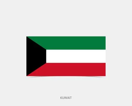 Kuwait Rectangle flag icon with shadow. Illustrazione stock
