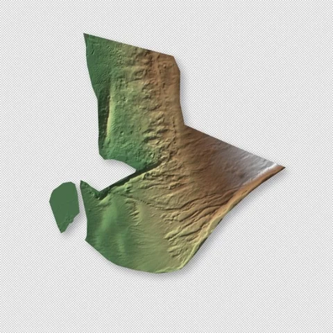 Kuwait Rotating 3D Relief Map Seamless Loop, Alpha Channel 4K Stock Footage 340711807