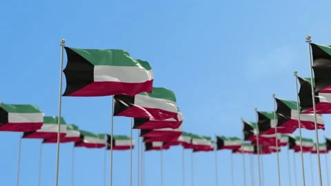 Kuwait Row Of Flags 3D Animation Vídeo Stock 148710184
