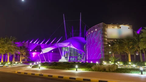 Kuwait scientific center at night timelapse hyperlapse Stock Footage 145321454