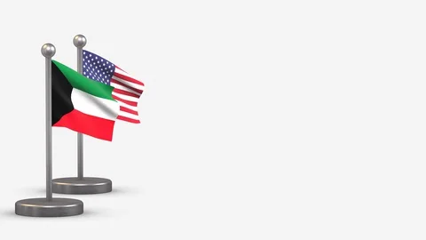Kuwait seamless 3D waving flag animation on tiny flagpole. 動画素材 128567618