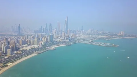 Kuwait skyline pan Stock Footage 126589826