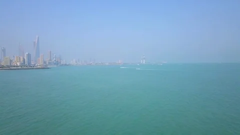 Kuwait skyline from the sea Stock Footage 126591888
