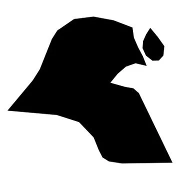 Kuwait - solid black silhouette map of country area. Simple flat vector Illustrazione stock