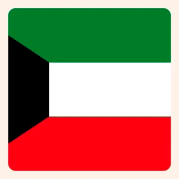 Kuwait square flag button, social media communication sign, business icon. Stock Illustration
