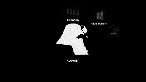 Kuwait technology map with animated charts Stock Footage 340966729