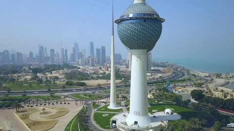 Kuwait towers flare Stock Footage 126592090