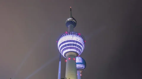 The Kuwait Towers timelapse hyperlapse - the best known landmark of Kuwait City Stock Footage 145319201