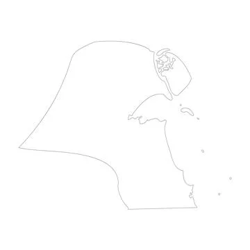 Kuwait vector country map outline Illustrazione stock