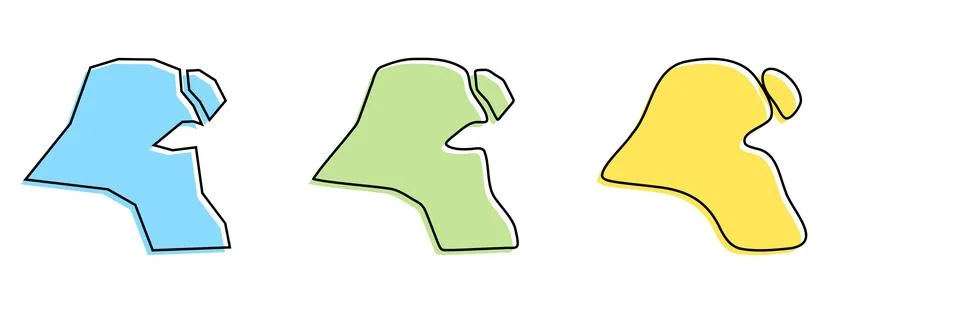 Kuwait vector country map in three levels of smoothness Illustrazione stock