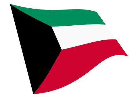 Kuwait waving flag 3d illustration isolated on white with clipping path Stock Illustration