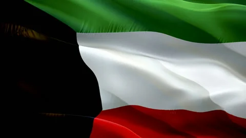 Kuwait waving flag. National 3d Kuwait flag waving. Sign of seamless Full HD Stock Footage 166314260
