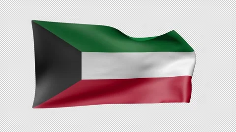 Kuwait Waving Flag Transparent Alpha Stock Footage 274438480