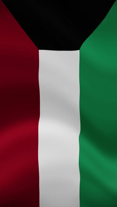 Kuwait Waving Flag in Vertical Orientation – Realistic Loop Animation Stock Footage 294947963