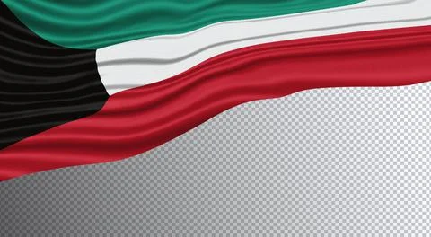 Kuwait Wavy Flag clipping path Stock Illustration