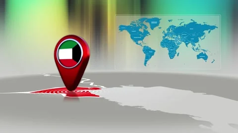 Kuwait World Map Pin Location Background Loop 4k Video stock 342384621